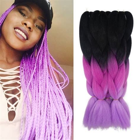 Purple Ombre Kanekalon Jumbo Braiding Hair Colors 24 100g Synthetic Xpressions Kanekalon