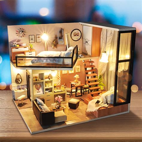Great savings & free delivery / collection on many items. Mini DIY Doll House Miniatures Furniture Kit Kids Gift LED ...