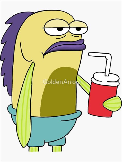 Spongebob Fish Drinking Soda Sticker For Sale By Goldenarrow Redbubble