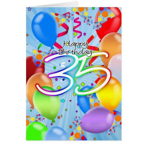 35th Birthday Balloon Birthday Card Happy Birt Zazzle