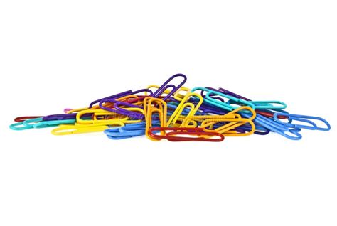 Bunch Of Colorful Paper Clips Isolated On White Background Stock Image