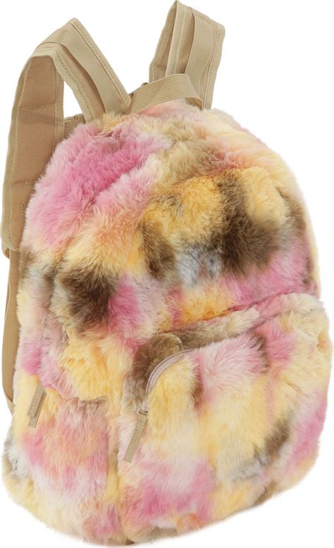 Furry Backpack Pinkish Dye Multi Coloured Faux Fur Rucksack Molo