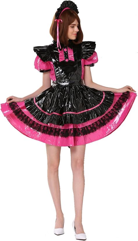 Gocebaby Women French Maid Multicolor Pink Black Pvc