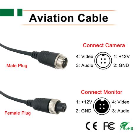 4 Pin Aviation Female Plug Video Cable M12 For Car Camera