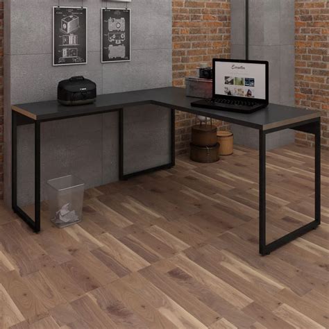 Mesa Para Escritório E Home Office Industrial Em L Soft 150 Cm F01