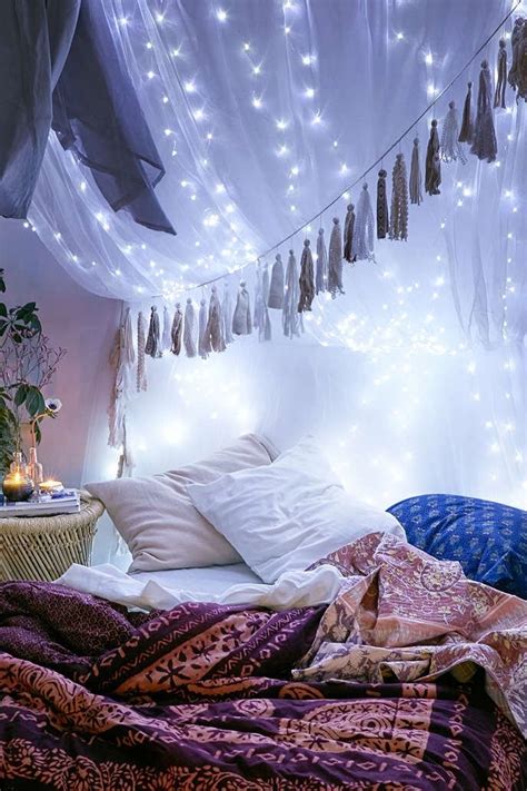 Lights Behind The Tapestries And Curtains Cozy Bedroom Teen Bedroom