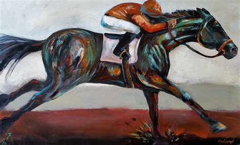 ‘run Original Contemporary Race Horse Painting Acrylic Plaster