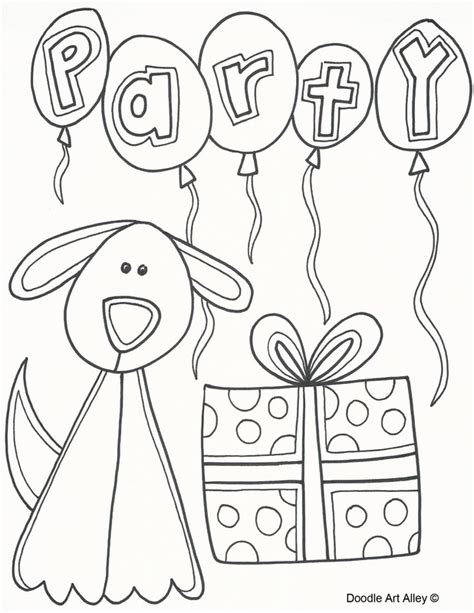 Gambar Pet Birthday Coloring Pages Doodle Art Alley Picture Dog Di