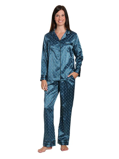 Womens Printed Classic Satin Pajama Set Noble Mount