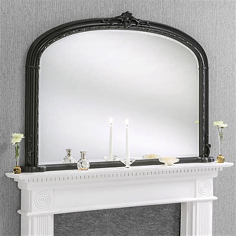 Windsor Antique French Style Black Overmantle Mirror Homesdirect365