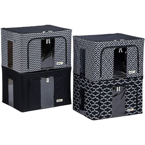 Organizeme 4 Pack Black Fabric Collapsible Stackable Bin In The Storage