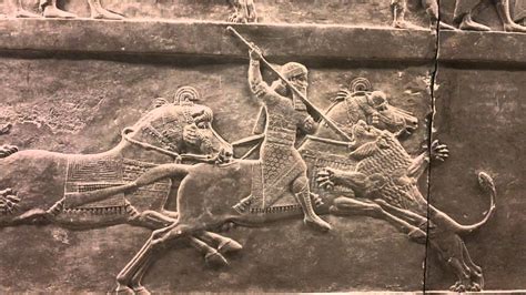 Lion Hunt On Horseback Assyrian C 645 635 Bc Nineveh Palace British