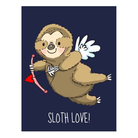 Happy Sloth Love Valentine Cupid Postcard