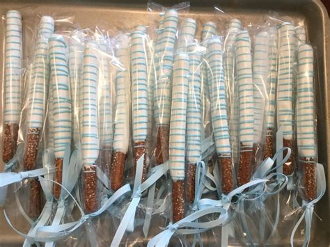 Light Baby Blue Chocolate Covered Pretzel Rods With White Etsy Blue