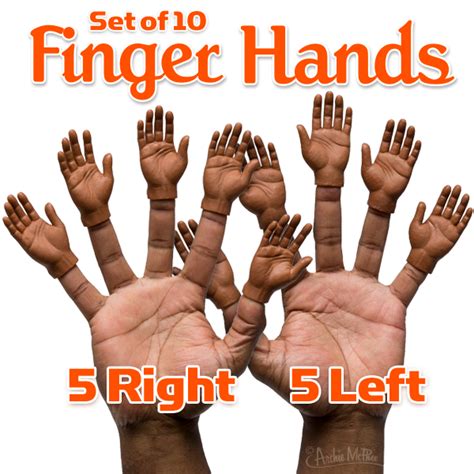 Finger Hands Dark Skin Tone Set Of 10 Archie Mcphee