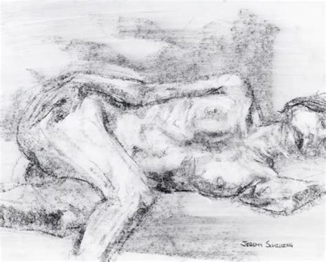 Female Nude Figure Original Graphite Drawing Naked Woman Pencil Artwork Girl Bin