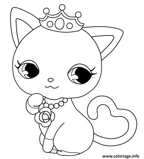 Coloriage Chat Princesse Kawaii Dessin Chat à Imprimer