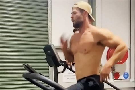 Chris Hemsworth Goes Shirtless For Sprint Workout On The Treadmill