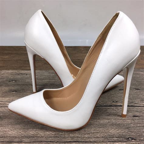 New White Womens High Heels Shoes Exclusive Brand Patent Pu Shoes
