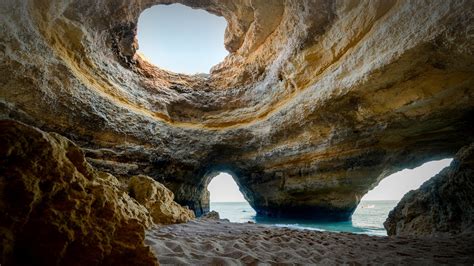 Sand Sea Rock Landscape Algarve Portugal Erosion Portugal