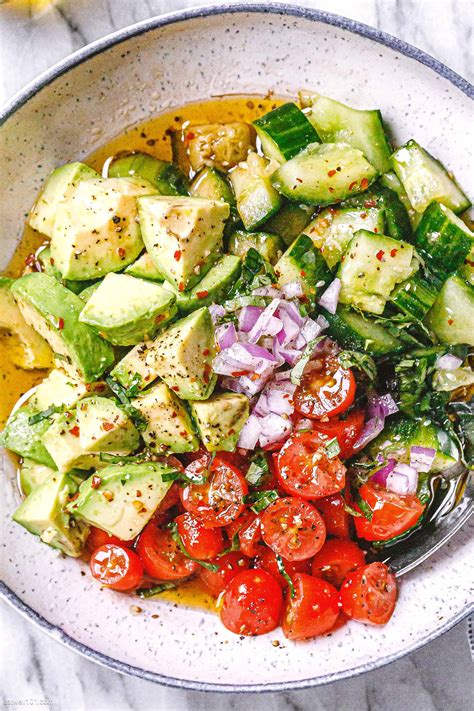 healthy cucumber salad recipe with tomato avocado cucumber salad recipe — eatwell101