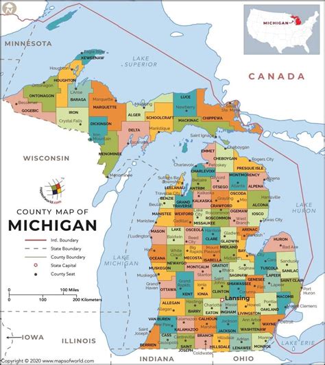 Michigan Counties Map With Cities Large World Map