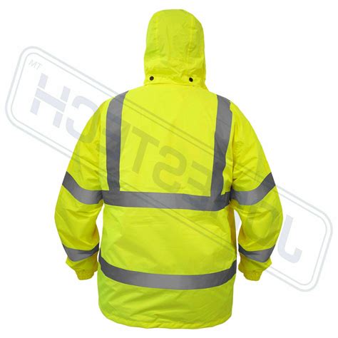 Safety Rain Jacket Reflective Green Hi Vis Raincoat Rainjacket