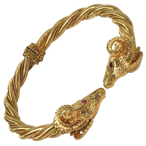 Lalounis Vintage Etruscan Gold Rams Head Bracelet At 1stdibs
