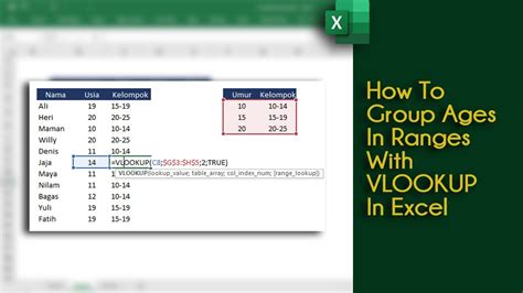 How To Group Ages In Ranges With Vlookup In Excel Youtube