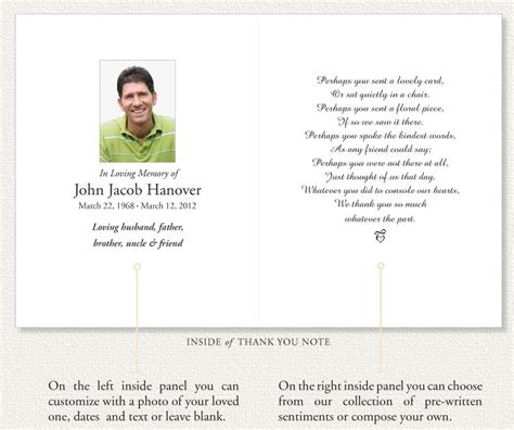 Memorial Thank You Notes By Memorial Prayer Cards Sample Funeral