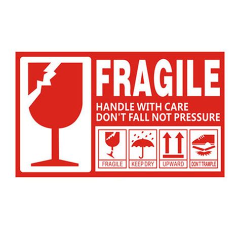 50 Fragile Glass Large Intl Symbol Flourescent Red Warning Stickers Labels