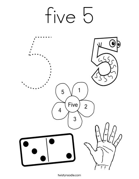 Below you will find instructions for using the color tools. five 5 Coloring Page - Twisty Noodle