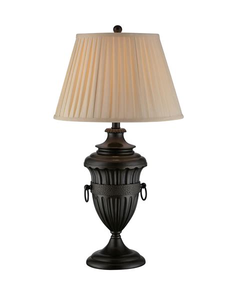 Shown In Aged Black Finish And Beige Fabric Shade Black Table Lamps