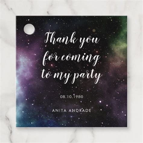 Thank You Coming My Party Galaxy Birthday Space Favor Tags