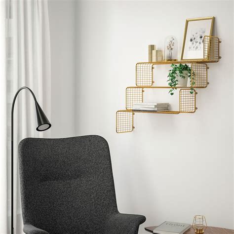 Side walls (except concrete) and roof: SVENSHULT Wall shelf, gold, 23 5/8x7 7/8" - IKEA | Wall shelves, Wall shelving systems ...