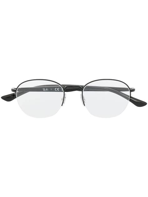 Ray Ban Semi Rimless Round Frame Glasses In Black Modesens