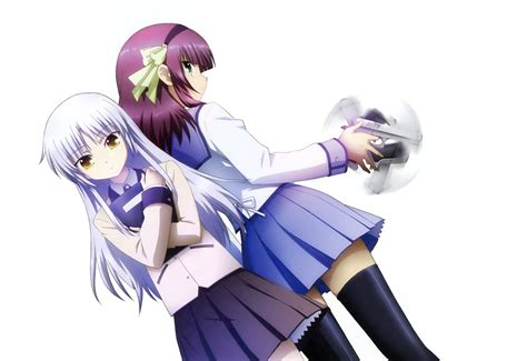 Safebooru Angel Beats Back To Back Black Legwear Book Bow Green Eyes