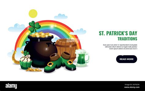Saint Patricks Day Horizontal Banner With Read More Button Text And