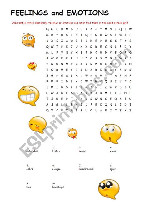 Printable Feelings And Emotions Word Search Cool2bkids Emotions