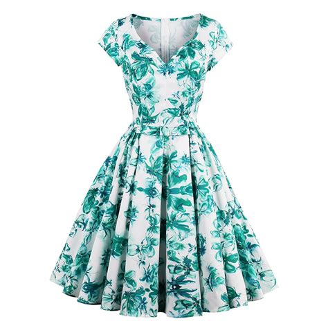 Sisjuly Women Dress 1950s Floral Print Party Elegant Retro Daily Sexy Summer A Line Rockabilly