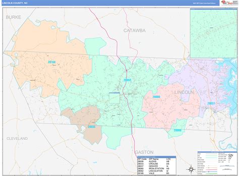 Lincoln County Nc Wall Map Color Cast Style By Marketmaps Mapsales