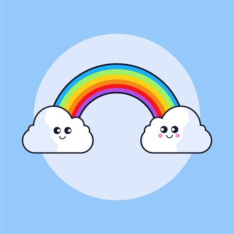 Premium Vector Two Cute Loving Clouds Making Rainbow