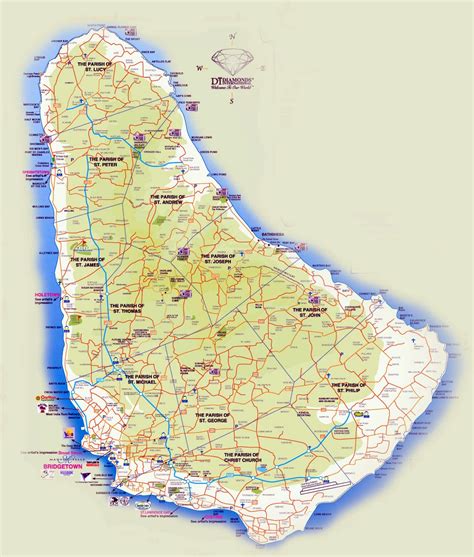 Barbados Landkaart Afdrukbare Plattegronden Van Barbados
