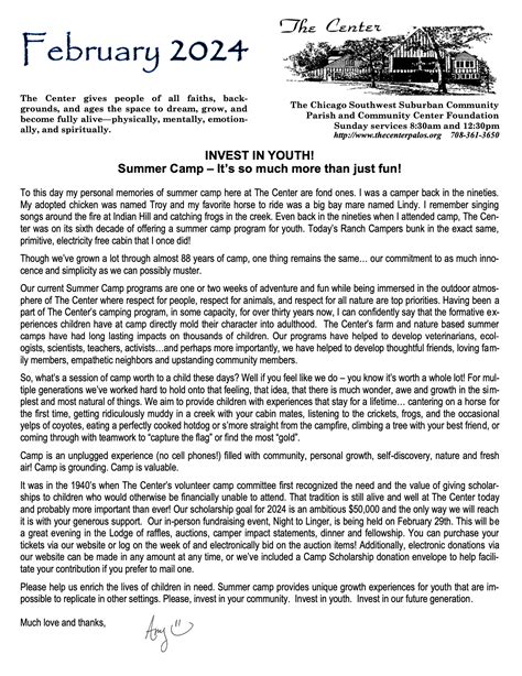 Newsletters 2024 Welcome To The Center Palos Park