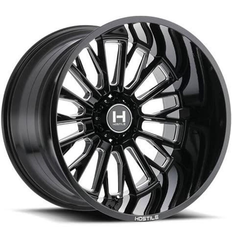 22 Hostile Wheels H114 Fury Gloss Black With Milled Accents Off Road