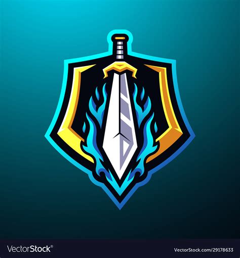 Sword Mascot Logo Desain Royalty Free Vector Image
