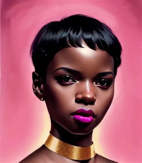 Portrait Of A Cute Black Girl With Short White Hair Openart