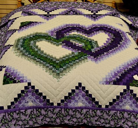 River log cabin quilt full/queen size , machine quilted, christmas fabric, $205.00. Amish Quilts: Queen Size | Heart quilt pattern, Bargello ...