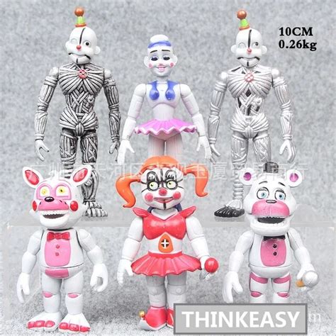 Thinkeasy 6 Piece Five Nights Cute Freddys Action Figure Toys Fnaf