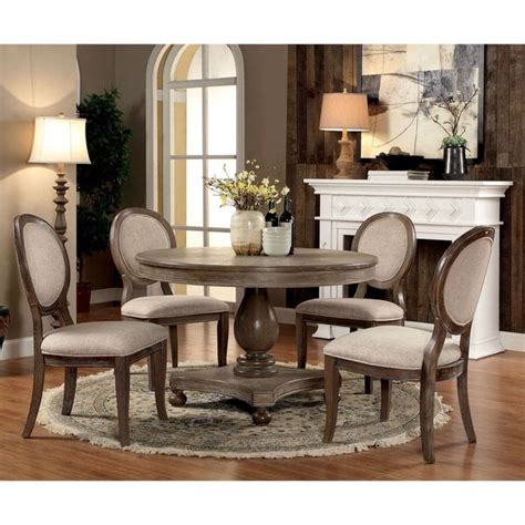 Furniture Of America Lelan Rustic Country 5 Piece Round 48 Inch Dining Set Round Dining Room